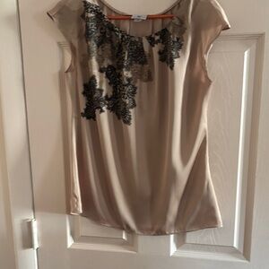 Worthington Beige and Black Lace Blouse